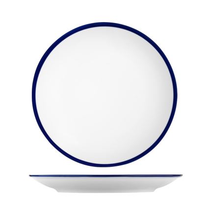 Service de table 24 pièces en porcelaine, blanc et bleu