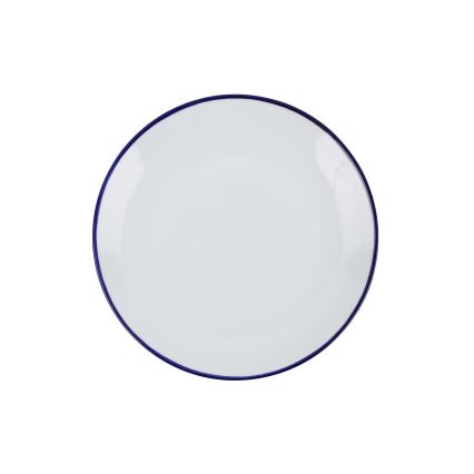 Service de table 24 pièces en porcelaine, blanc et bleu