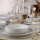 Service de table 24 pièces en porcelaine, blanc et doré