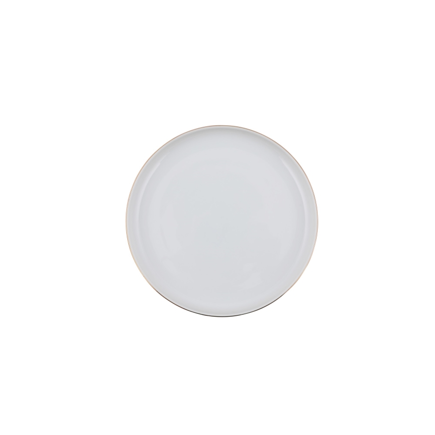 Service de table 24 pièces en porcelaine, blanc et doré