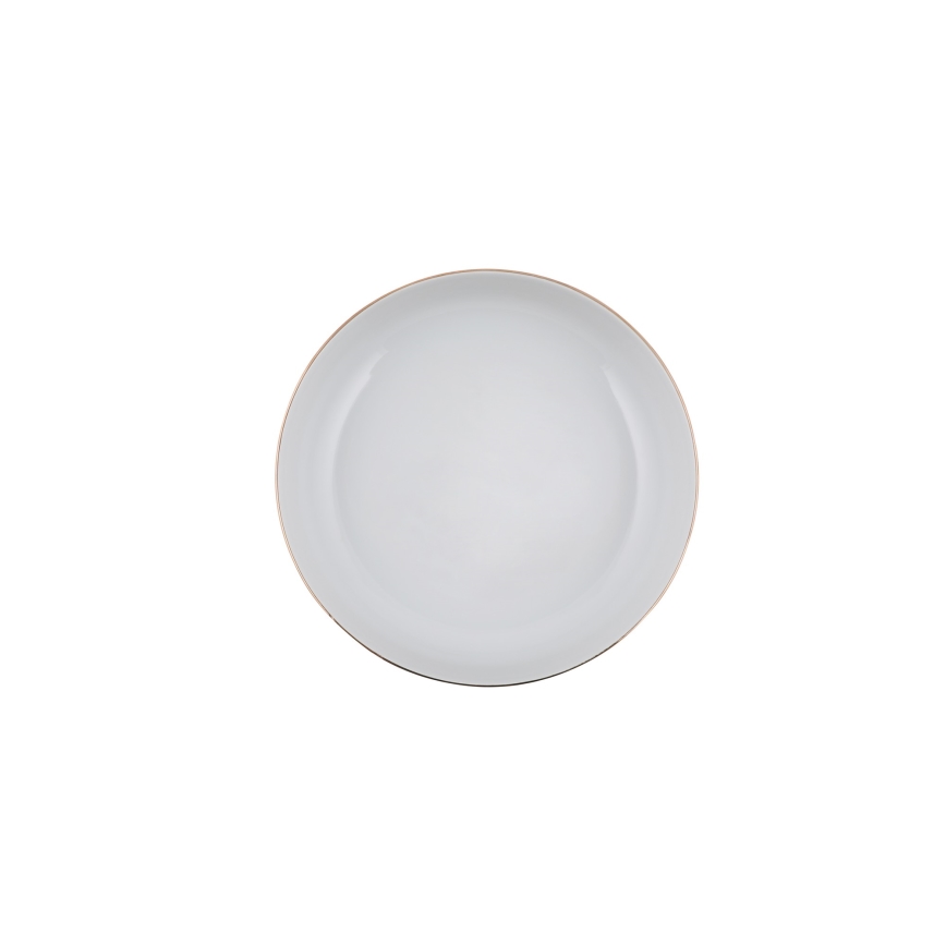 Service de table 24 pièces en porcelaine, blanc et doré