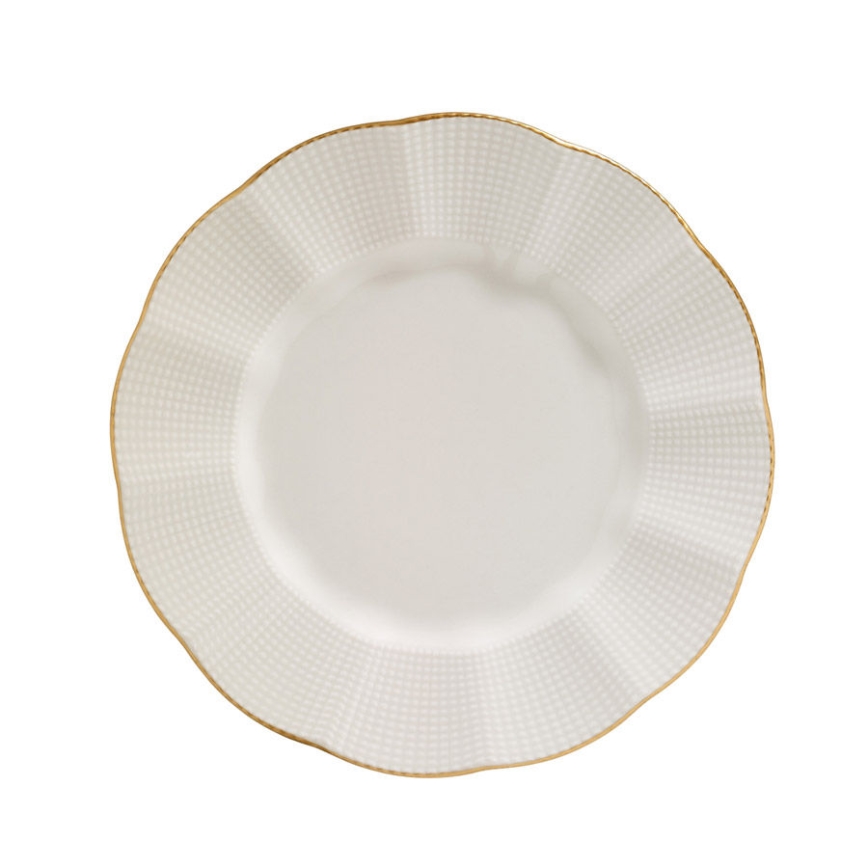 Service de table 24 pièces en porcelaine, blanc et doré