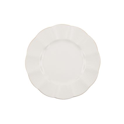 Service de table 24 pièces en porcelaine, blanc et doré