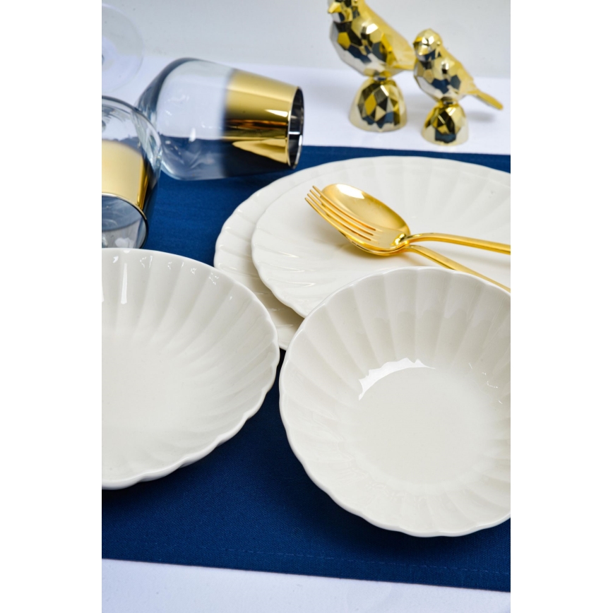 Service de table 24 pièces en porcelaine, blanc