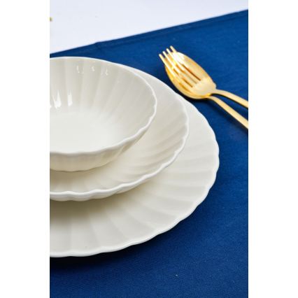 Service de table 24 pièces en porcelaine, blanc