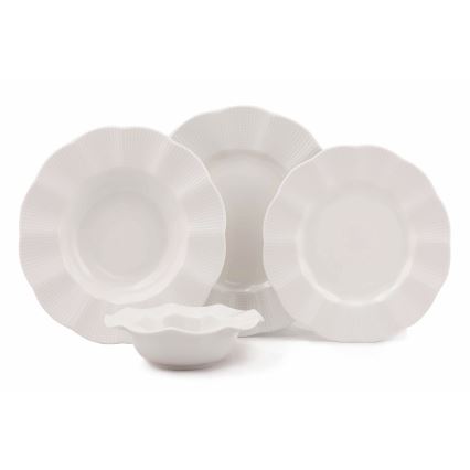 Service de table 24 pièces en porcelaine blanche