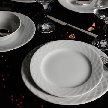 Service de table 24 pièces en porcelaine blanche