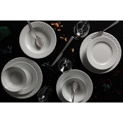 Service de table 24 pièces en porcelaine blanche