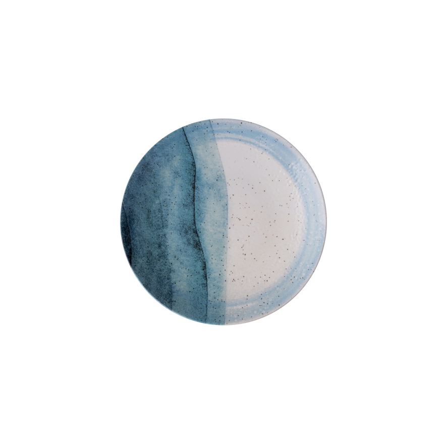 Service de table 24 pièces en porcelaine, bleu/crème