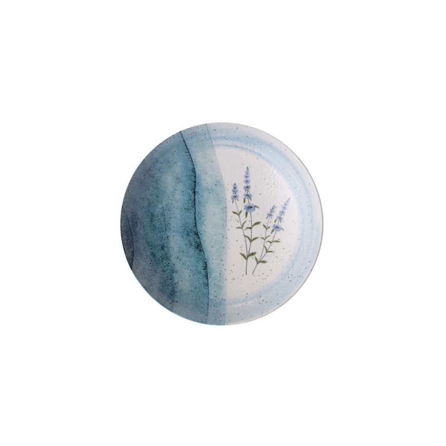 Service de table 24 pièces en porcelaine, bleu/crème