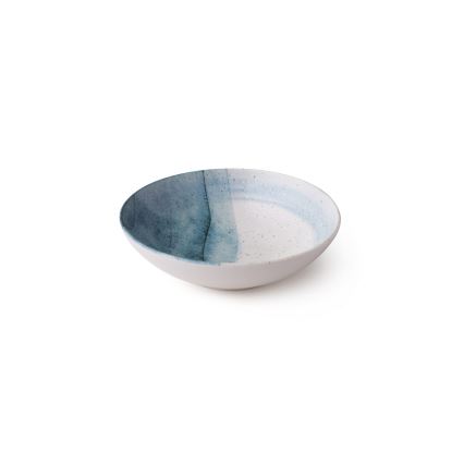 Service de table 24 pièces en porcelaine, bleu/crème