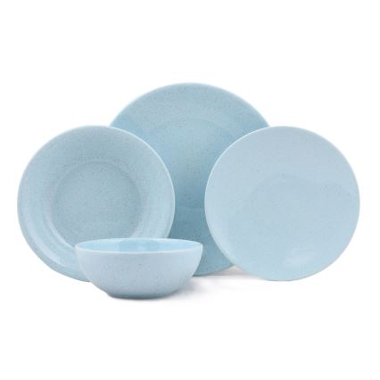 Service de table 24 pièces en porcelaine, bleu élégant