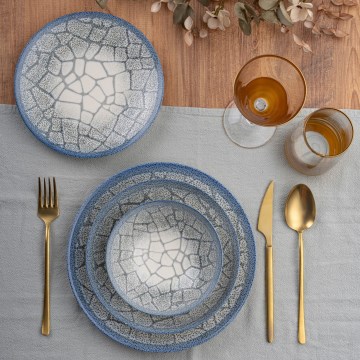 Service de table 24 pièces en porcelaine bleue