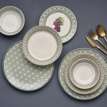 Service de table 24 pièces multicolore en céramique