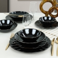 Service de table 24 pièces noir en grès