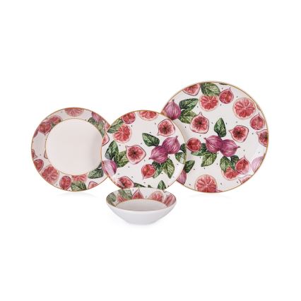 Service de table 24 pièces rouge/blanc/vert/céramique