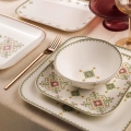 Service de table 26 pièces blanc/vert porcelaine