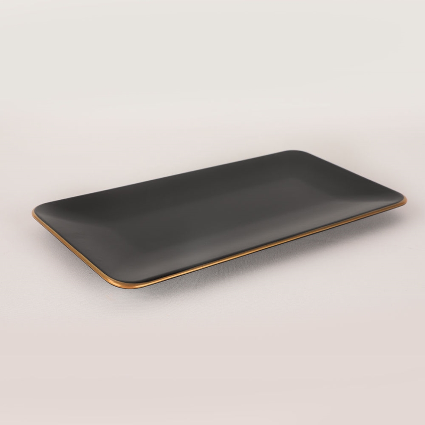 Service de table 44 pièces noir/doré/grès