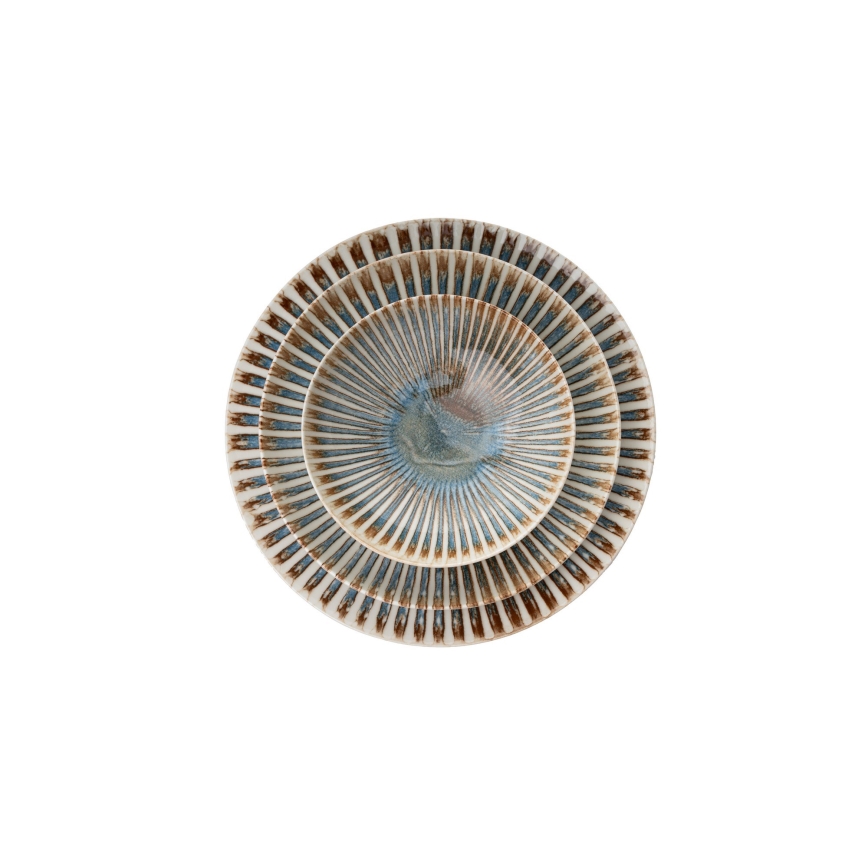 Service de vaisselle 24 pièces en porcelaine multicolore