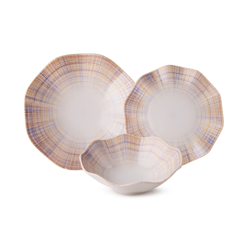 Servizio da tavola 24 pezzi arancione/blu in porcellana