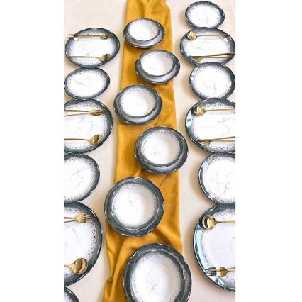 Servizio da tavola 24 pezzi, bianco/antracite in ceramica