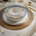 Servizio da tavola 24 pezzi bianco/blu in porcellana