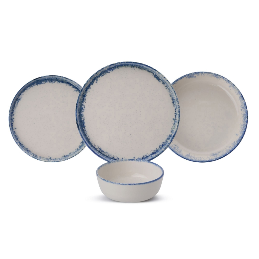 Servizio da tavola 24 pezzi bianco/blu in porcellana