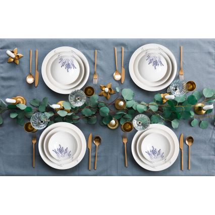 Servizio da tavola 24 pezzi bianco/blu/porcellana