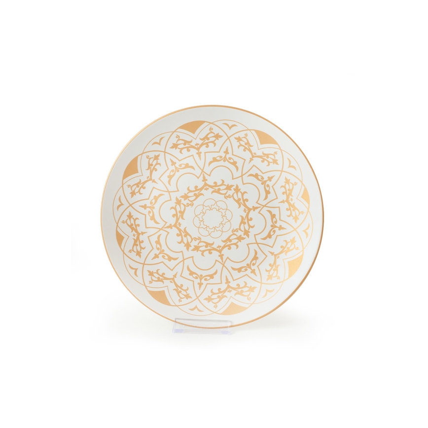 Servizio da tavola 24 pezzi, bianco/oro, in ceramica