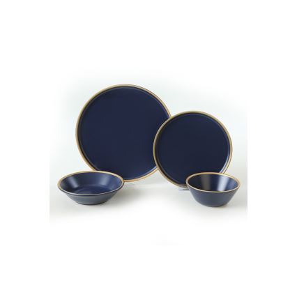 Servizio da tavola 24 pezzi blu/oro in ceramica