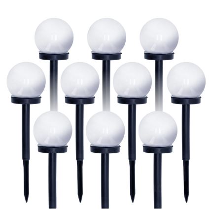 SET 10x LED Solarleuchte LED/0,12W/1,2V 6500K IP44 40 mAh schwarz/weiß