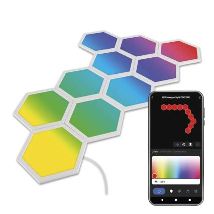 SET 10x RGBIC Pannello dimmerabile LED/1,9W/230V Wi-Fi Tuya