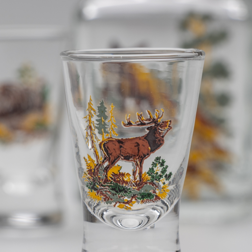 Set 1x Glasflasche und 2x Shot-Gläser klar mit Fuchs-Motiv