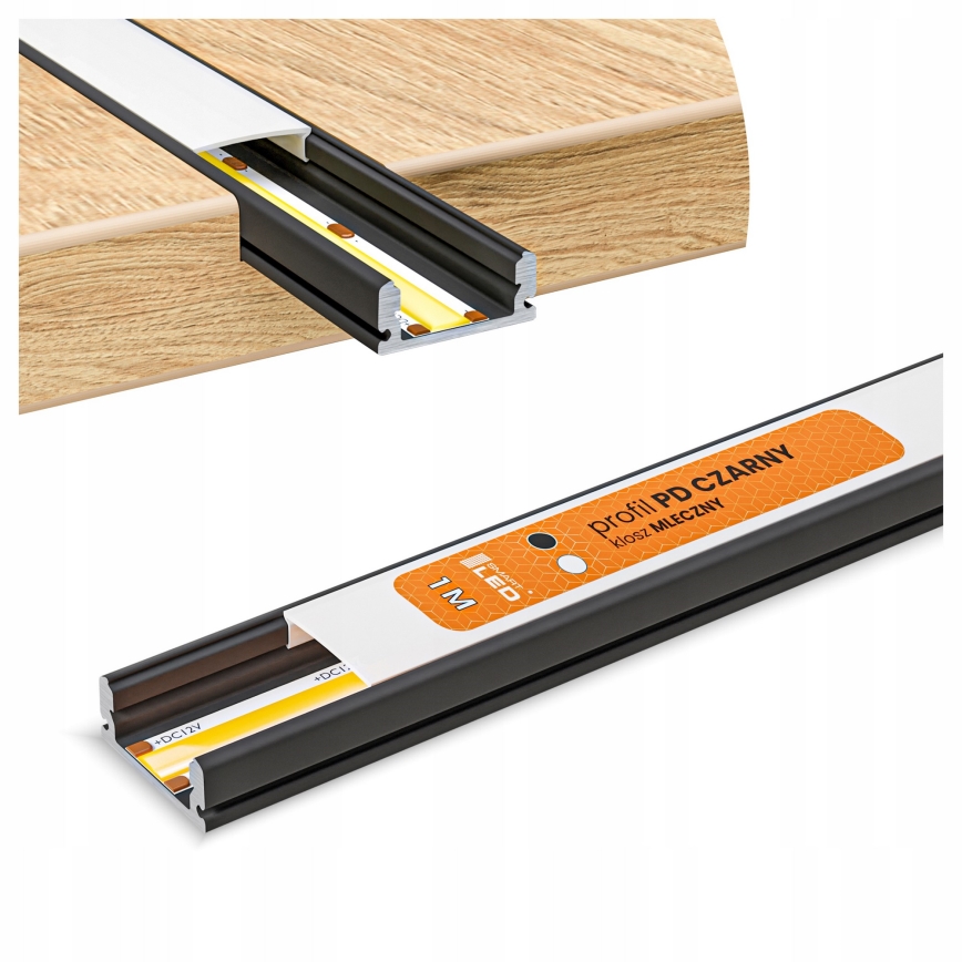 SET 1x dimmbarer LED-RGBW-Streifen NEO LITE MUSIC LED/24W/230V, 5 m, IP65, Wi-Fi Tuya + 5x Einbauprofil 1 m, schwarz/weiß + Fernbedienung