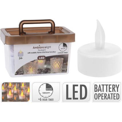SET 24x LED-Weihnachtskerzen LED/1xCR2032 3,8 cm warmweiß