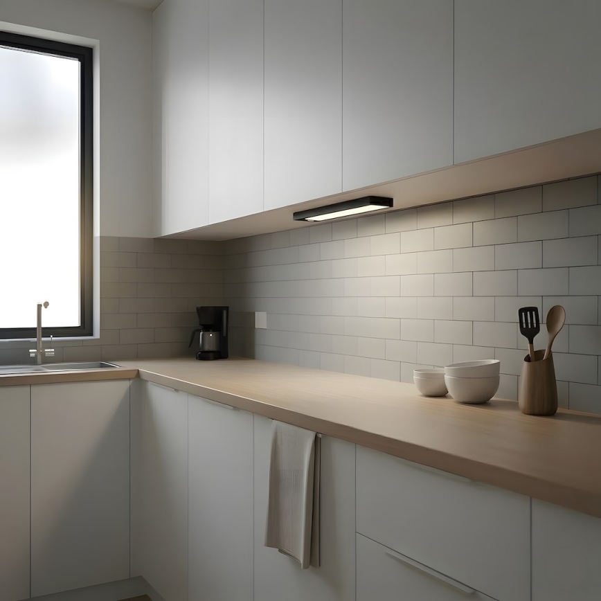 2er-Set wiederaufladbare LED-Möbelbeleuchtung mit Bewegungs- und Dämmerungssensor VIRO LED/1W/3,7V 800 mAh 3000/4000/6500K 20 cm schwarz