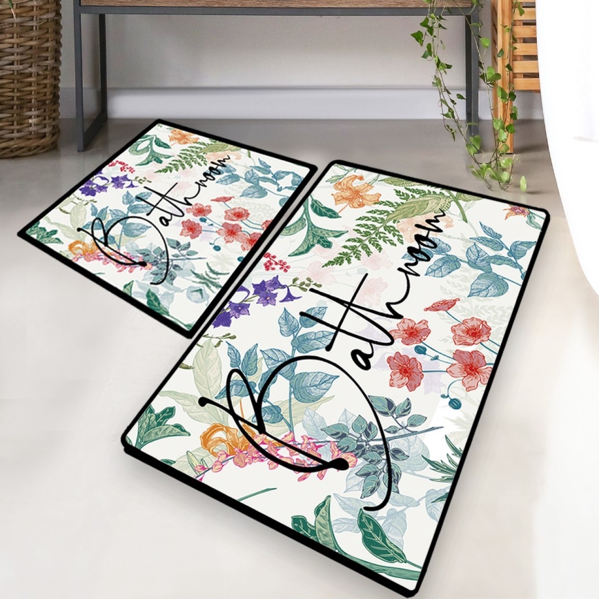 SET 2x Badezimmermatte 60/100 cm bunt