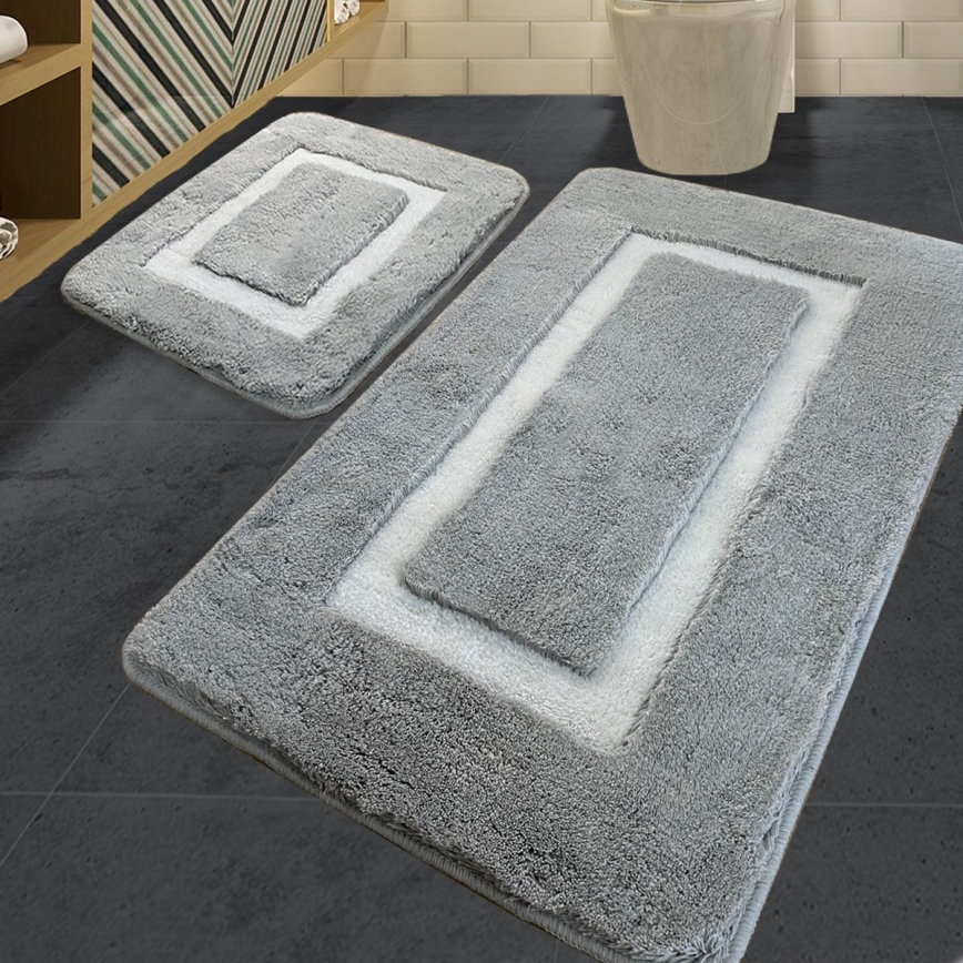 SET 2x Badezimmermatte 60/100 cm grau