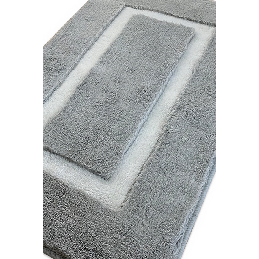 SET 2x Badezimmermatte 60/100 cm grau