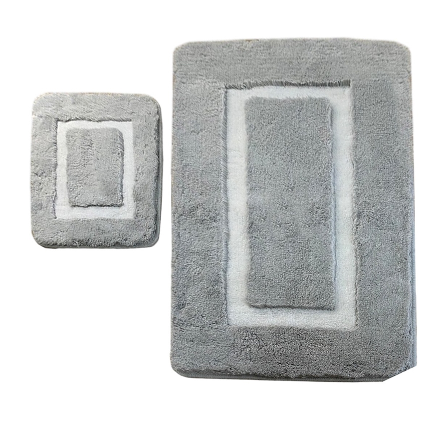 SET 2x Badezimmermatte 60/100 cm grau