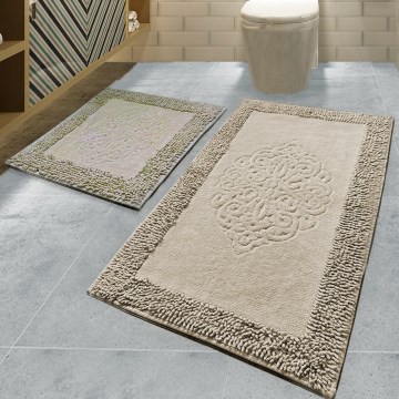 SET 2x Badezimmermatte PIANTE 60/100 cm braun