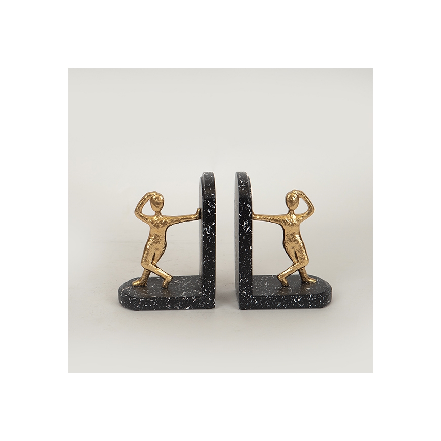 SET 2x Buchstütze golden/schwarz