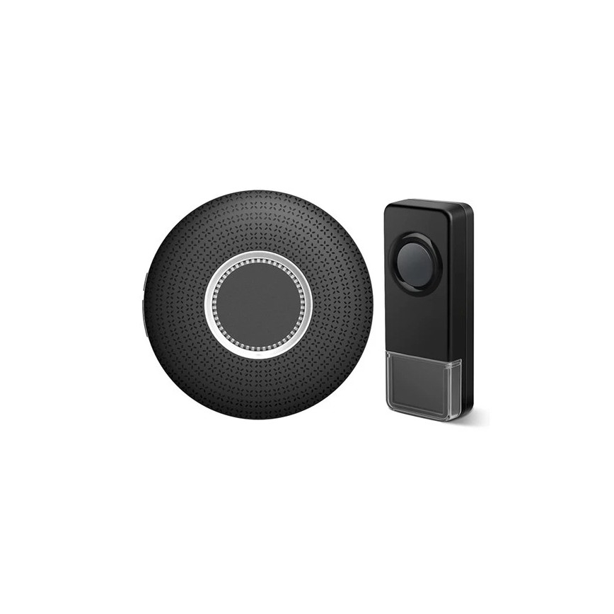 SET 2x Campanello con presa wireless 230V IP55 nero