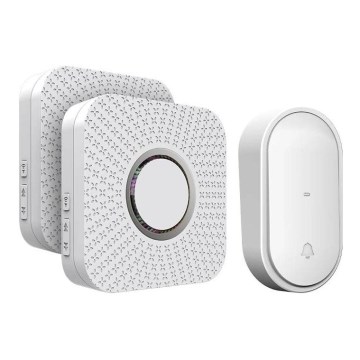 Set 2x campanello senza fili da presa, a energia cinetica, 230V, bianco