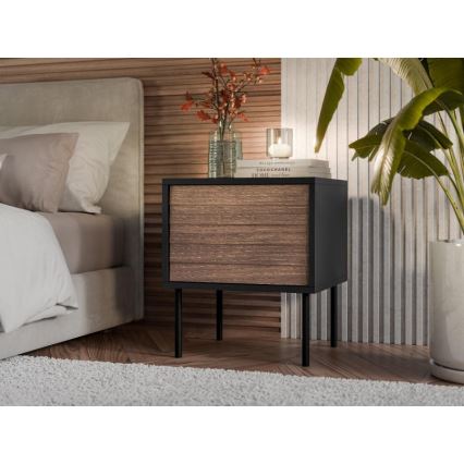 SET 2x Comodino CORTINA 51x45 cm nero/noce warnia