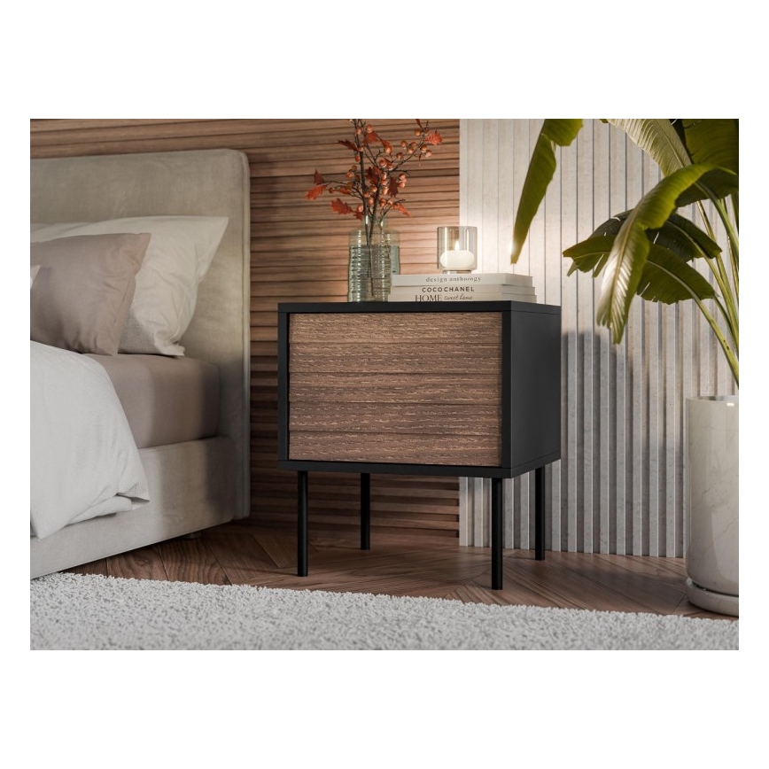 SET 2x Comodino CORTINA 51x45 cm nero/noce warnia