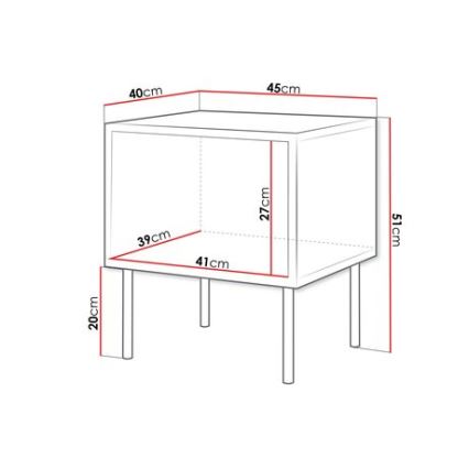 SET 2x Comodino CORTINA 51x45 cm nero/noce warnia