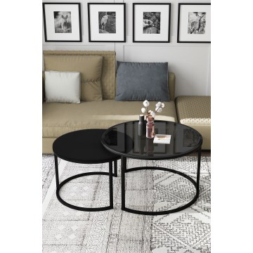 SET 2x Couchtisch BORA d 57/75 cm schwarz