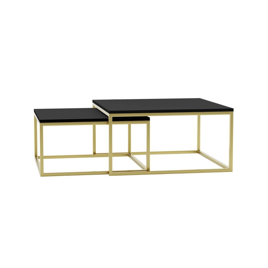 SET 2x Couchtisch DUAL schwarz/golden