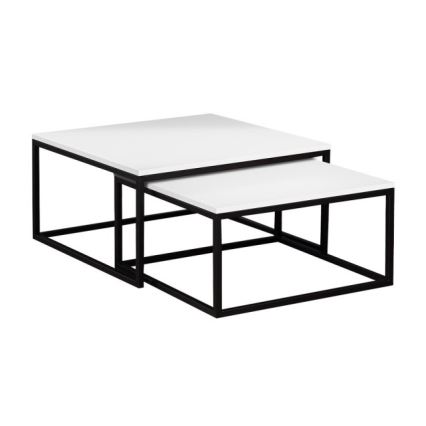 SET 2x Couchtisch DUAL weiß/schwarz
